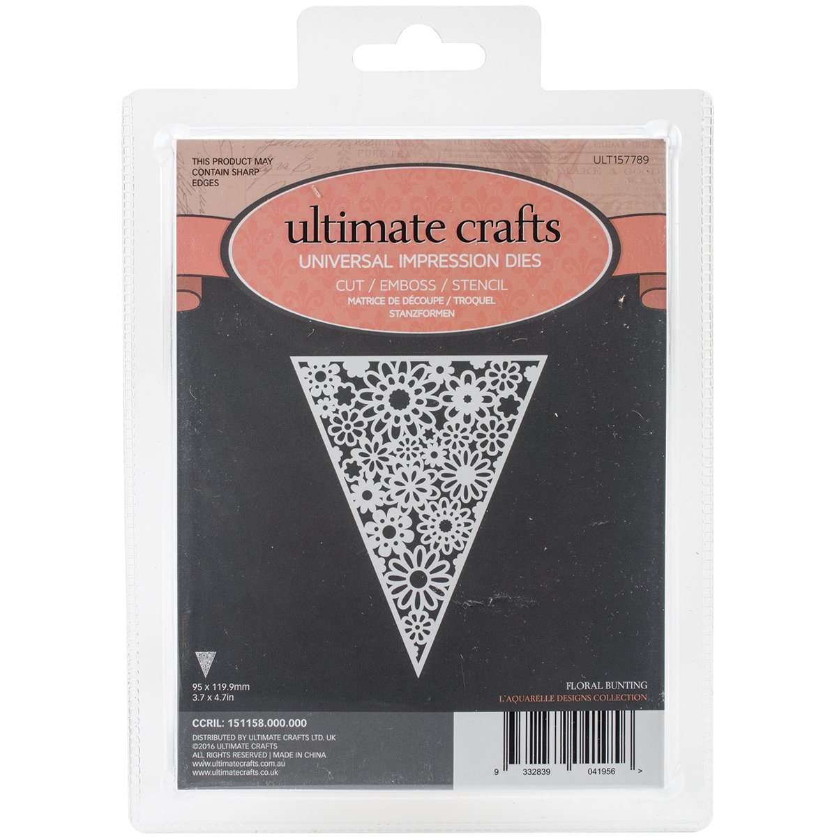 Ultimate Crafts Black Floral Bunting Die,
