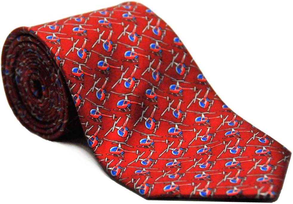 Aero Phoenix Helicopter Silk Twill Tie (Red)