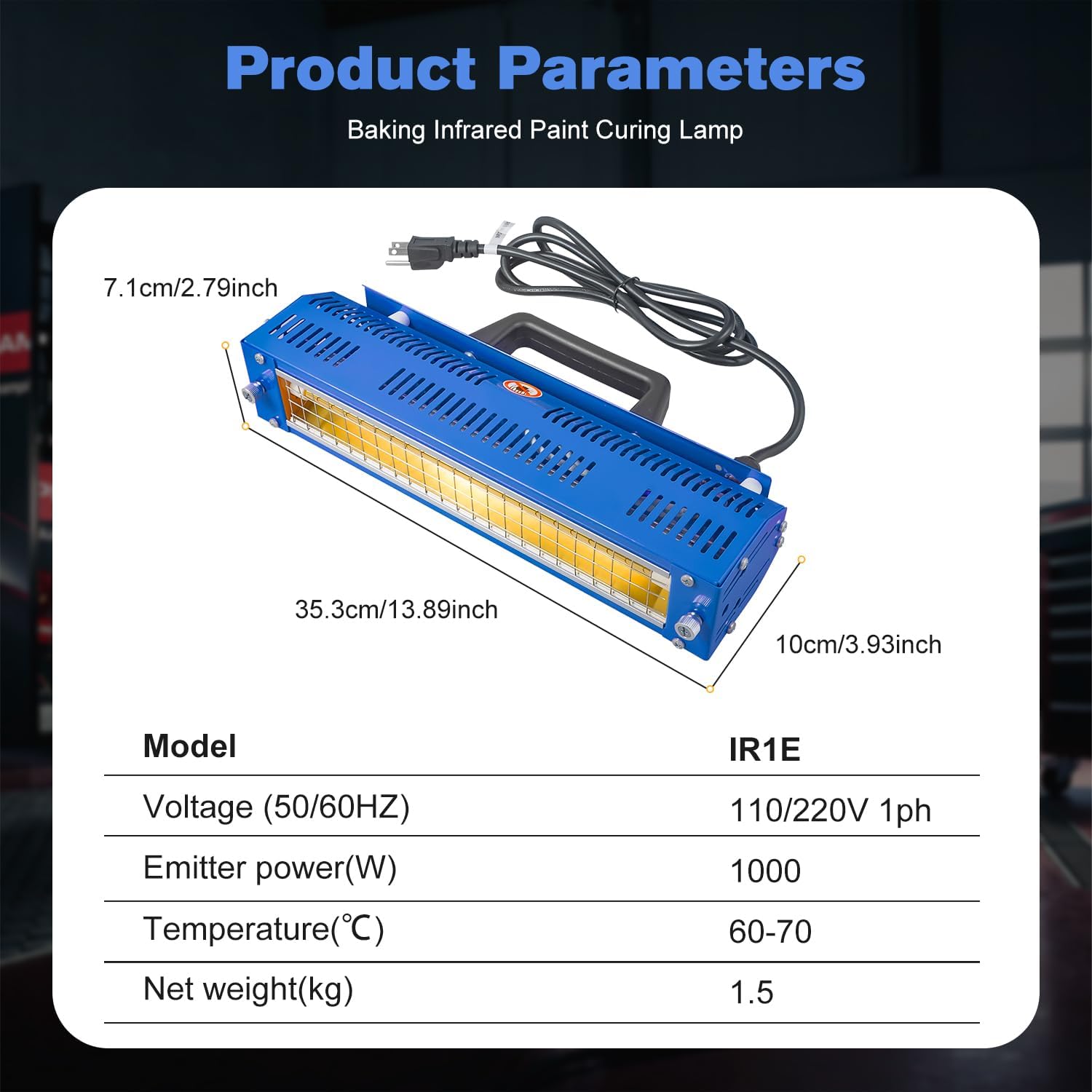 Baking Infrared Paint Curing Lamp - 1000w Body Repair Infrared Curing Systems for Automobile Paint Booths, Furniture