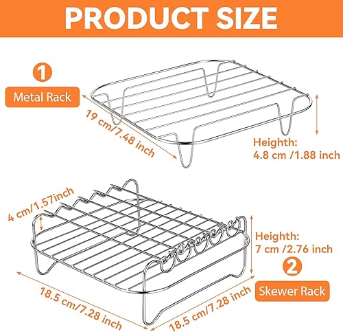 Miniatura 2 de Estante cuadrado para freidora de aire, estante deshidratador apilable de acero inoxidable multicapa, accesorios cuadrados para freidora de aire,