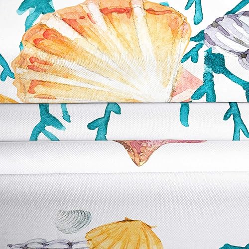 Miniatura 6 de Cortina de ducha con diseño de estrella de mar, coral con concha de estrella de mar y caracola, cortina de ducha de tela de poliéster, incluye