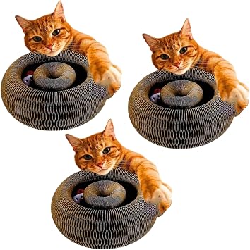 Claw Coil for Cats, Cat Scratcher, Organ Cat Scratching Board with Ball Adventure Interactive Mental Physical Exercise for Indoor Cats Foldable Toy 3pcs
