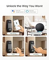 Vista 2 de DESLOC C100 Plus - Cerradura inteligente WiFi integrada, cerradura de puerta de entrada sin llave con pantalla, cerrojo de teclado para puerta Negro