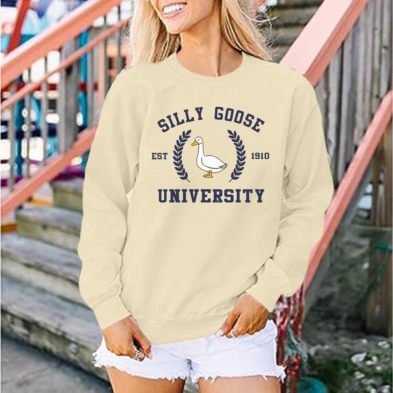 Funny Goose Graphic Sweatshirt For Women Cute Printed Crewneck Sweater Pullover With Sayings Long Sleeve T Shirts - Image 5