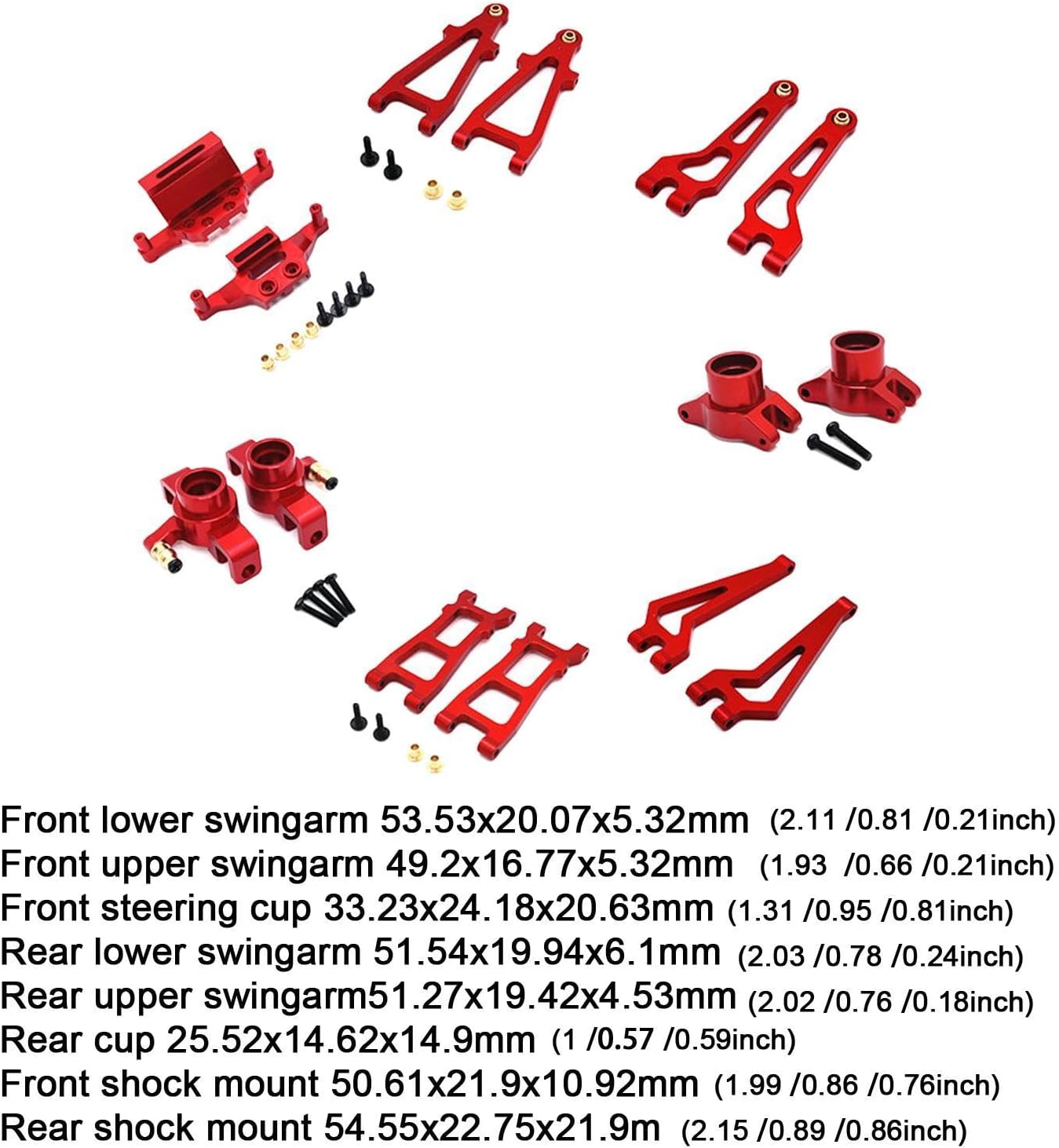Menolana 1/20 Scale RC Truck Upgrade Kit for 20208 C8811 RC Car, Red, Lightweight Aluminum Alloy, Easy to Install, DIY Accessories, Spare Parts Replacements