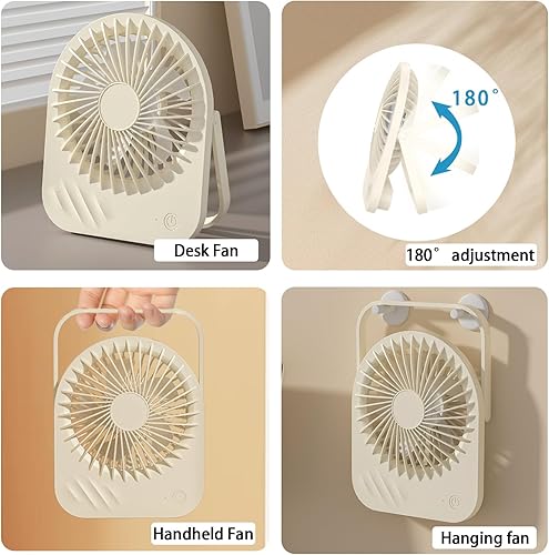 Miniatura 4 de Ventiladores de escritorio pequeños recargables, plegable de 180 con inclinación de 180, ventilador personal pequeño para viajes, funciona con