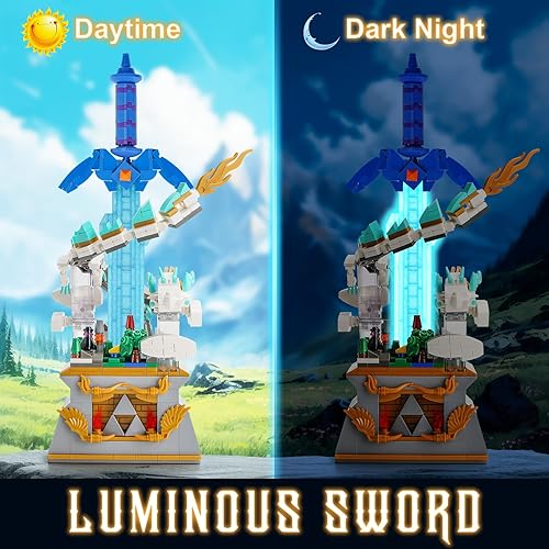 Miniatura 4 de Sillbird BOTW - Juego de bloques de construcción de espada maestra brillante, decoraciones TOTK juguetes de construcción con dragón para fanáticos,