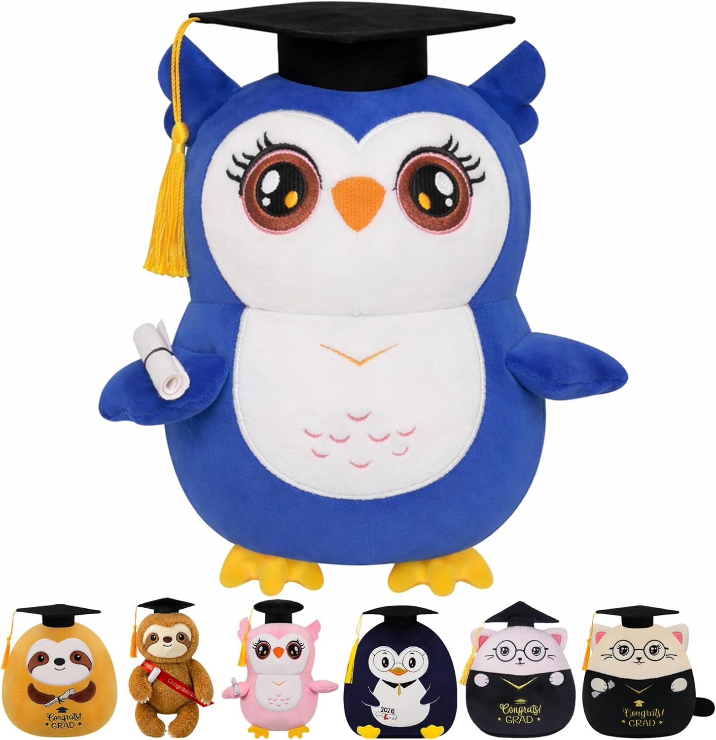 Graduation Plush Sloth Stuffed Animal - 13 Inch Sloth Graduation Plush with Grad Cap Congratulations Sash Kindergarten Middle High School 2026 Graduation Gift for Man Woman College Student Classmate