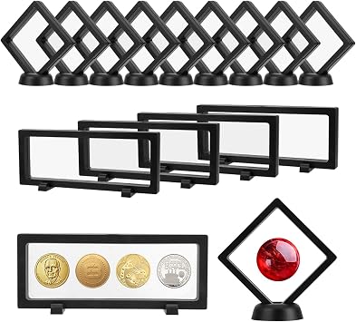 15Pcs Floating Display Case, 3D Protective Frame, Black