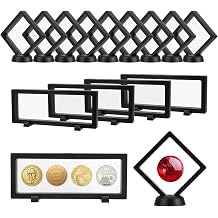 15PCS 3D Floating Frame Display Case, Black Durable Challenge Coin Holder Stand, Multi-Functional Transparent PE Jewelry Storage Box for Medallions, Coins, Medals, Specimen