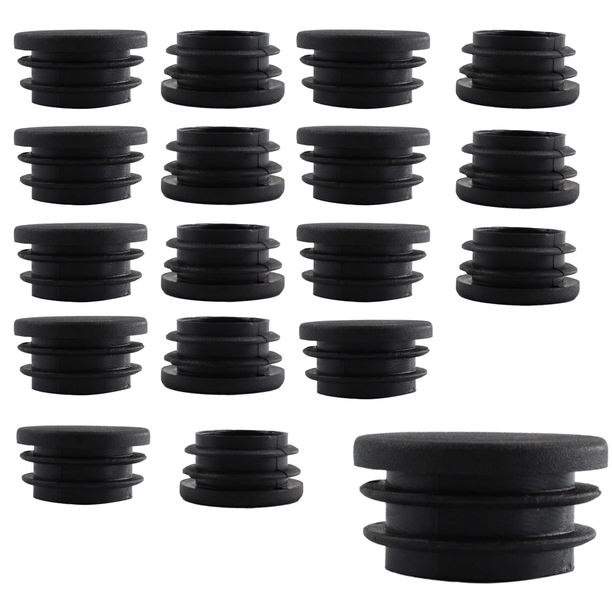bociloy 20Pcs 32mm(1-1/4Inch) Round Plastic Plug, Pipe Tubing End Cap, Black Furniture Finishing Sliders, Plastic Glide Protection for Round Metal
