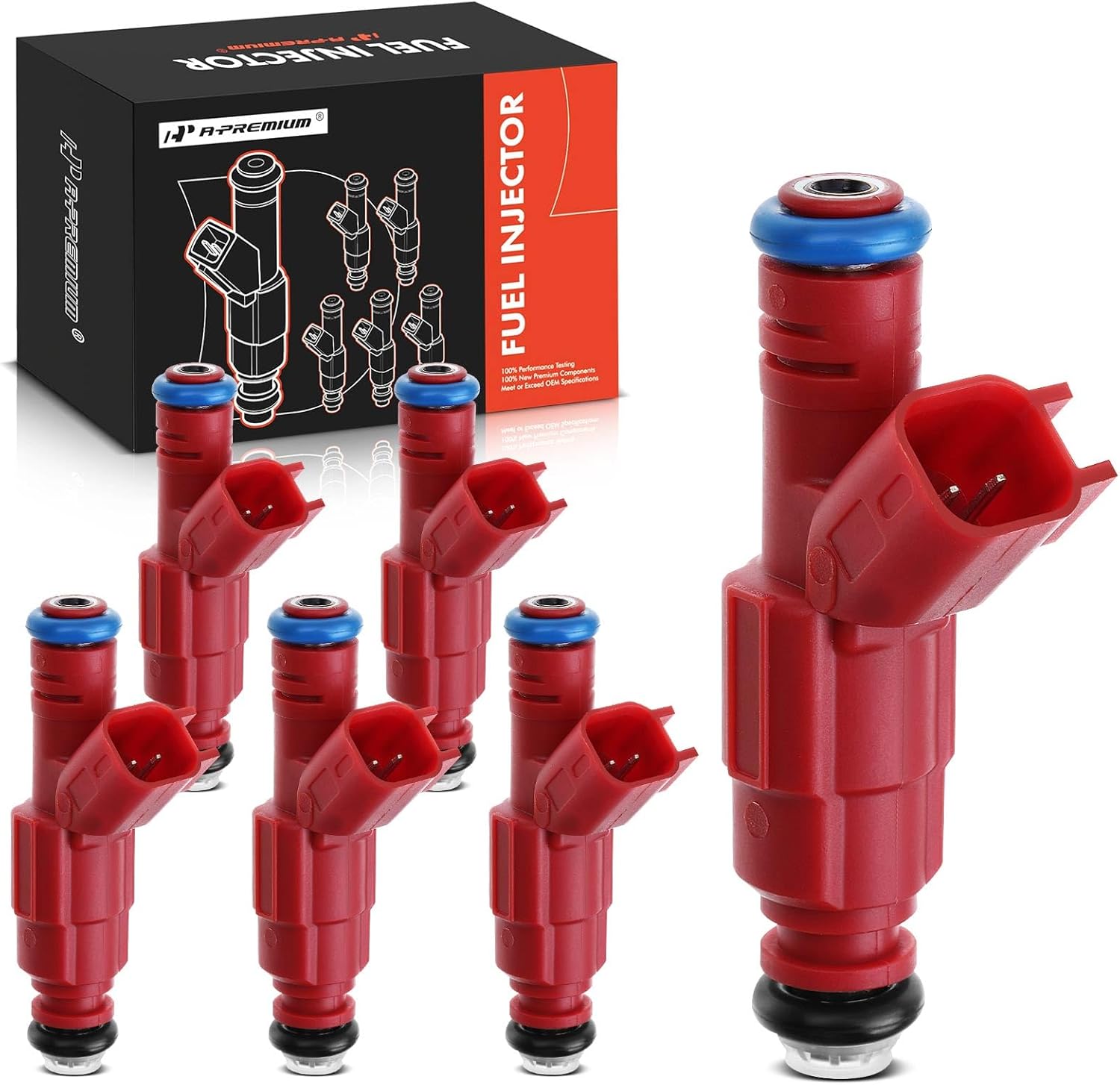 A-Premium 6Pcs Fuel Injectors Compatible with Jeep Cherokee 1999-2001, Wrangler/Grand Cherokee 1999-2004, 4.0L OHV Gas, Replace# 0280156161