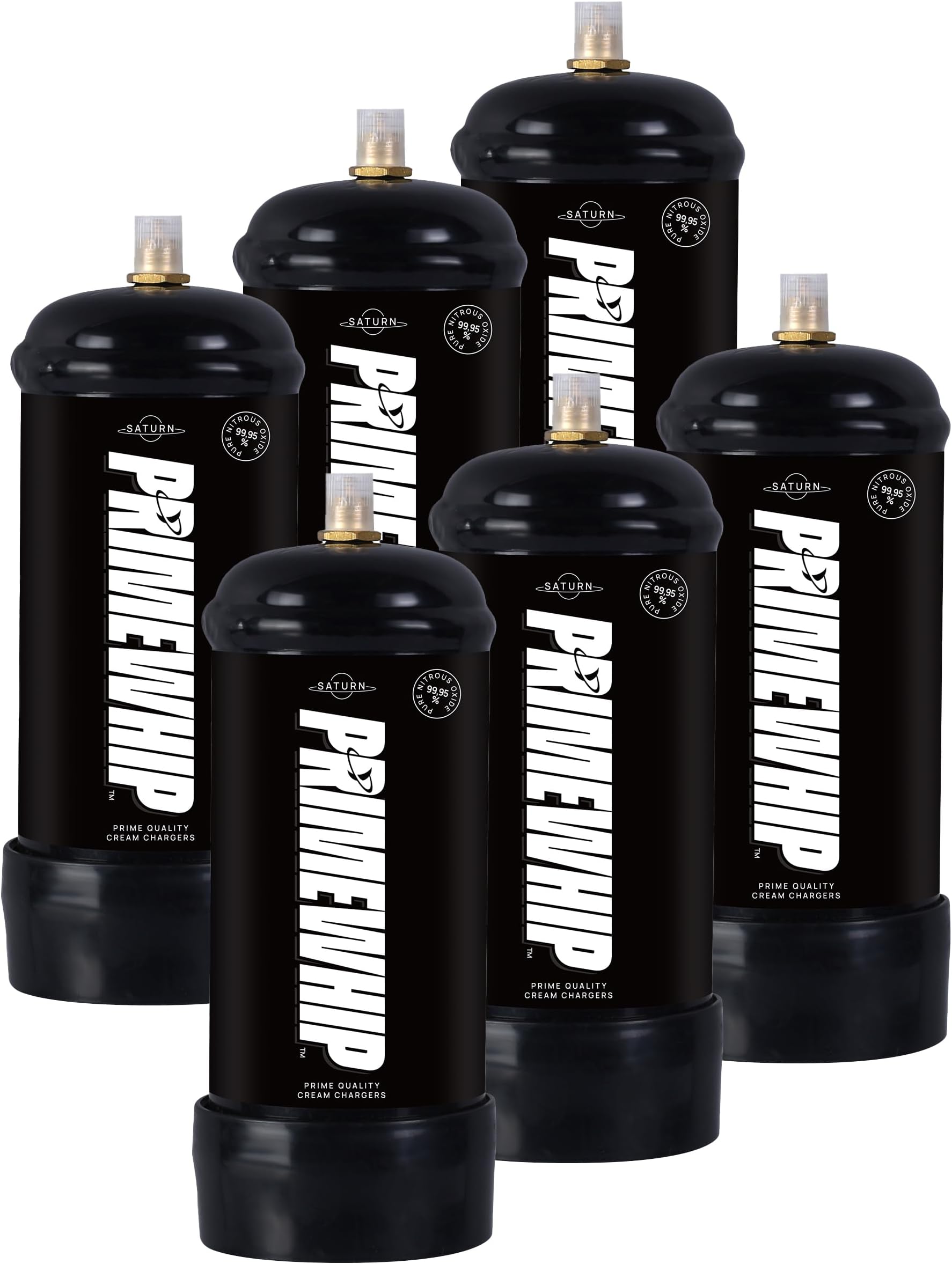 Prime Whip 320G Saturn - The Ultimate Whip It Tank - Food Grade 99.95% Pure N2O for any Whipped Cream Dispenser – (6 Nitrous Oxide Tanks)
