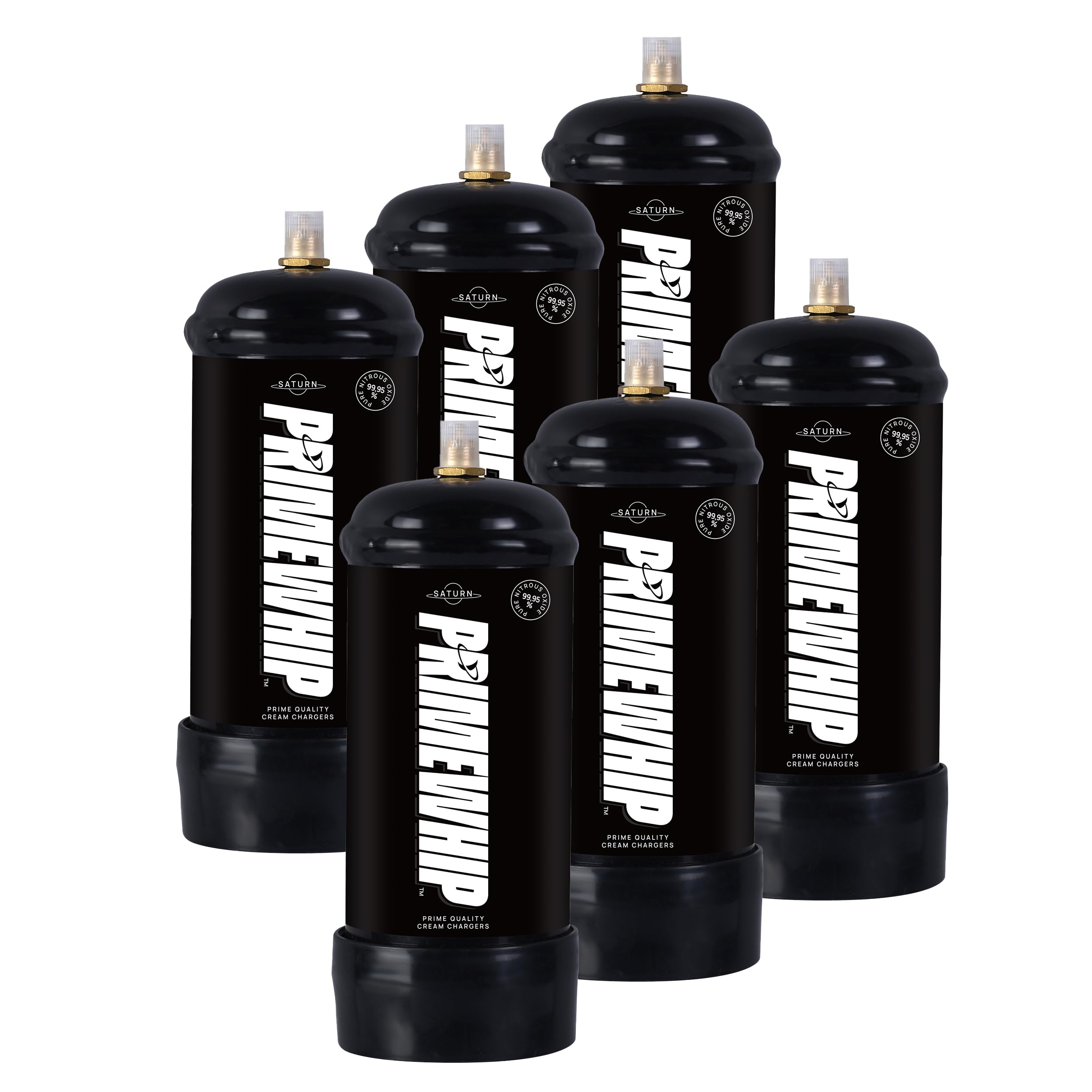 Prime Whip 320G Saturn - The Ultimate Whip It Tank - Food Grade 99.95% Pure N2O for any Whipped Cream Dispenser – (6 Nitrous Oxide Tanks)