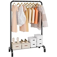 DWVO Rolling Clothes Rack with Wheels, Heavy Duty Garment Rack with 3 Tiers Adjustable Wire Shelving, Portable Clothing Rack for Cloakroom Bedroom Laundry Storage Organizer, Black