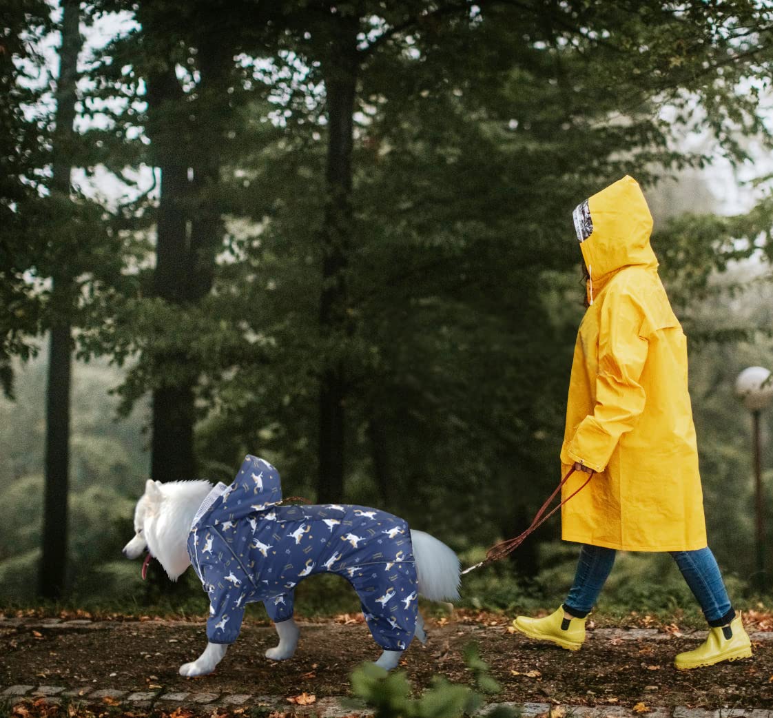 Idepet Regenmantel für Hunde Regenjacke Hund Winddicht Wasserdicht Hundamantel mit Kapuze für kleine und mittelgroße Hunde Regenschutz