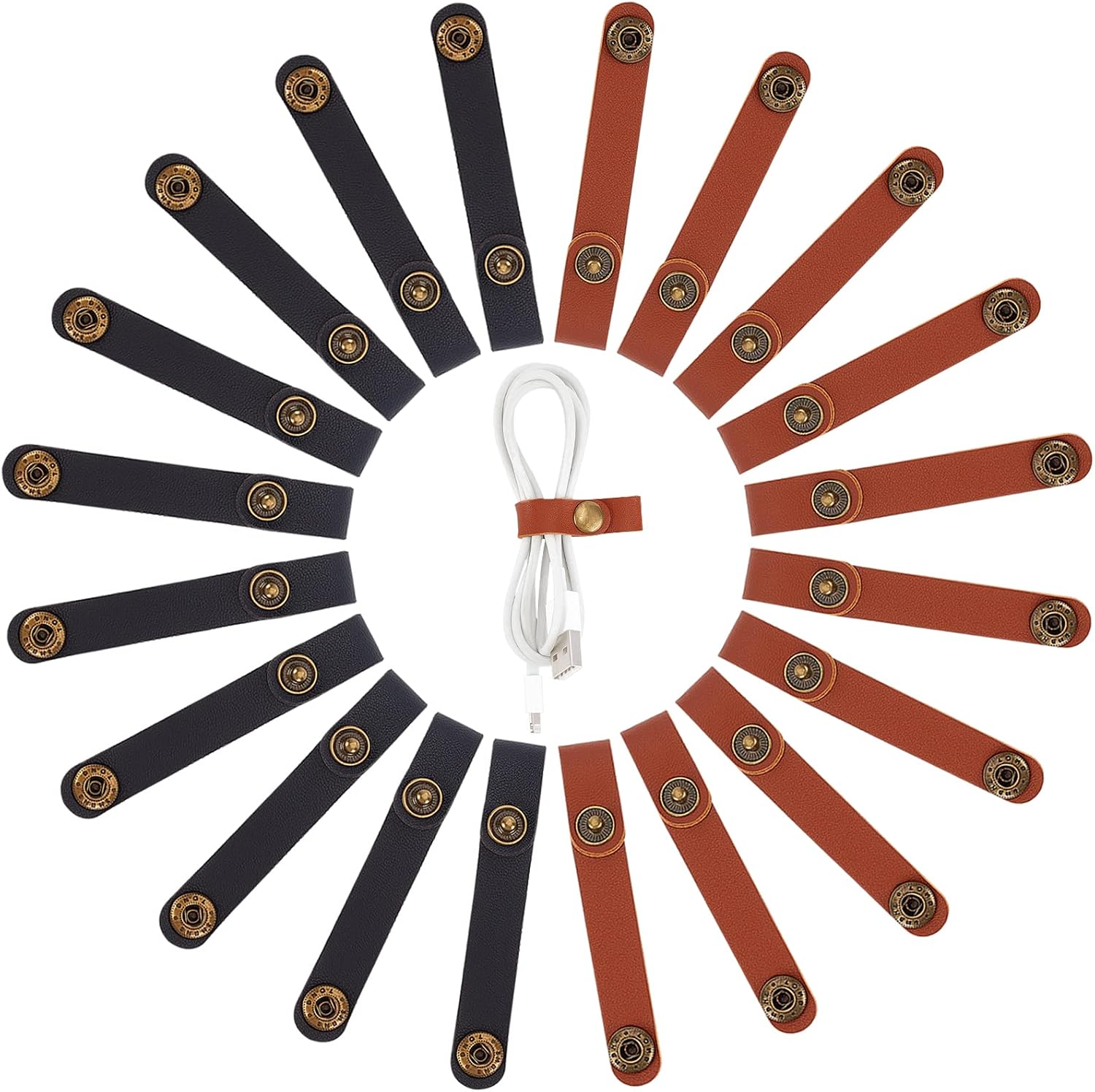 GORGECRAFT 20Pcs 5 Colors Leather Cable Straps Leather Cord Organizer Cable Ties Organizers Portable Management Short Gadget Clips for Stocking Stuffers USB Cable Headphone Wires