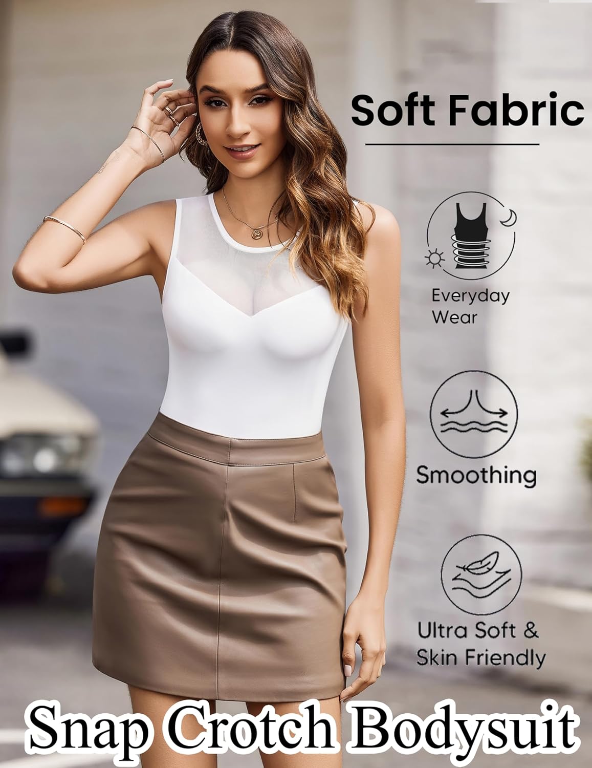 Avidlove Bodysuits for Women Summer Tops Mesh Crew Neck Leotards Shirts Sleeveless Going Out Bodysuit Tops - Image 5