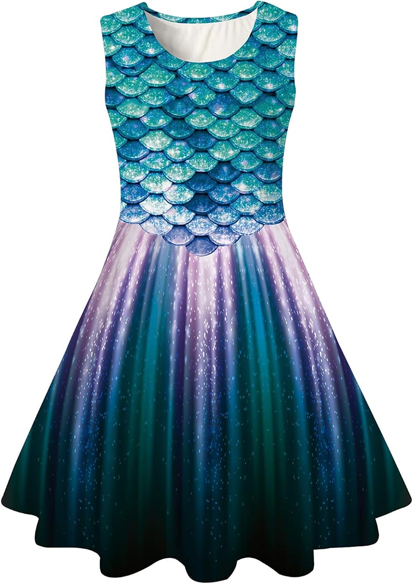 BFUSTYLE Vestido de niña sin mangas vestido floral informal para niña de 4 a 15 años | Vestido de interpolación; Vestido de tirantes fluido para niños, bonito y divertido, para uso diario, vestido de regreso a casa, cumpleaños, fiesta, boda, vacaciones