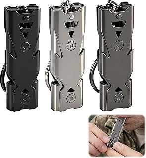 150dB Signalpfeife aus Edelstahl mit Schlüsselanhänger, für Outdoor Survival Camping Wandern Angeln Sportaktivitäten Trainer Referee