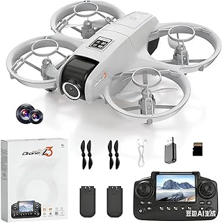 Mini Drone YL3 con cámara dual, desplazamiento de flujo óptico, zoom de 50X, giro de acrobacias de 360°, cuadricóptero RC para niños y principiantes con control remoto de pantalla (control de pantalla YL3 gris)