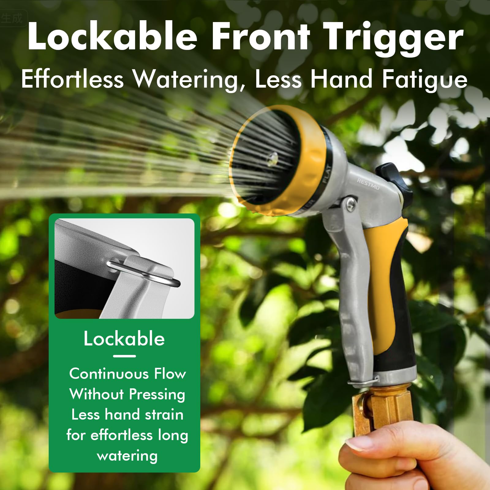 Amazon.com : RESTMO Garden Hose Nozzle, Heavy Duty Metal Water Hose Nozzle  with 7 Adjustable Spray Patterns, High Pressure Hand Sprayer with Flow  Control, Best for Watering Plant & Lawn, Washing Car