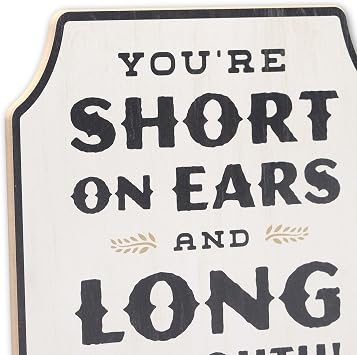 Open Road Brands John Wayne Short on Ears Long on Mouth Wood Wall Decor - Funny John Wayne Sign for Man Cave or Office