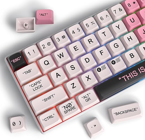 Fogruaden PBT - Teclas de plástico rosa para sublimación de tinte, perfil XDA, juego de teclas de 144 teclas para interruptores Cherry Gateron MX