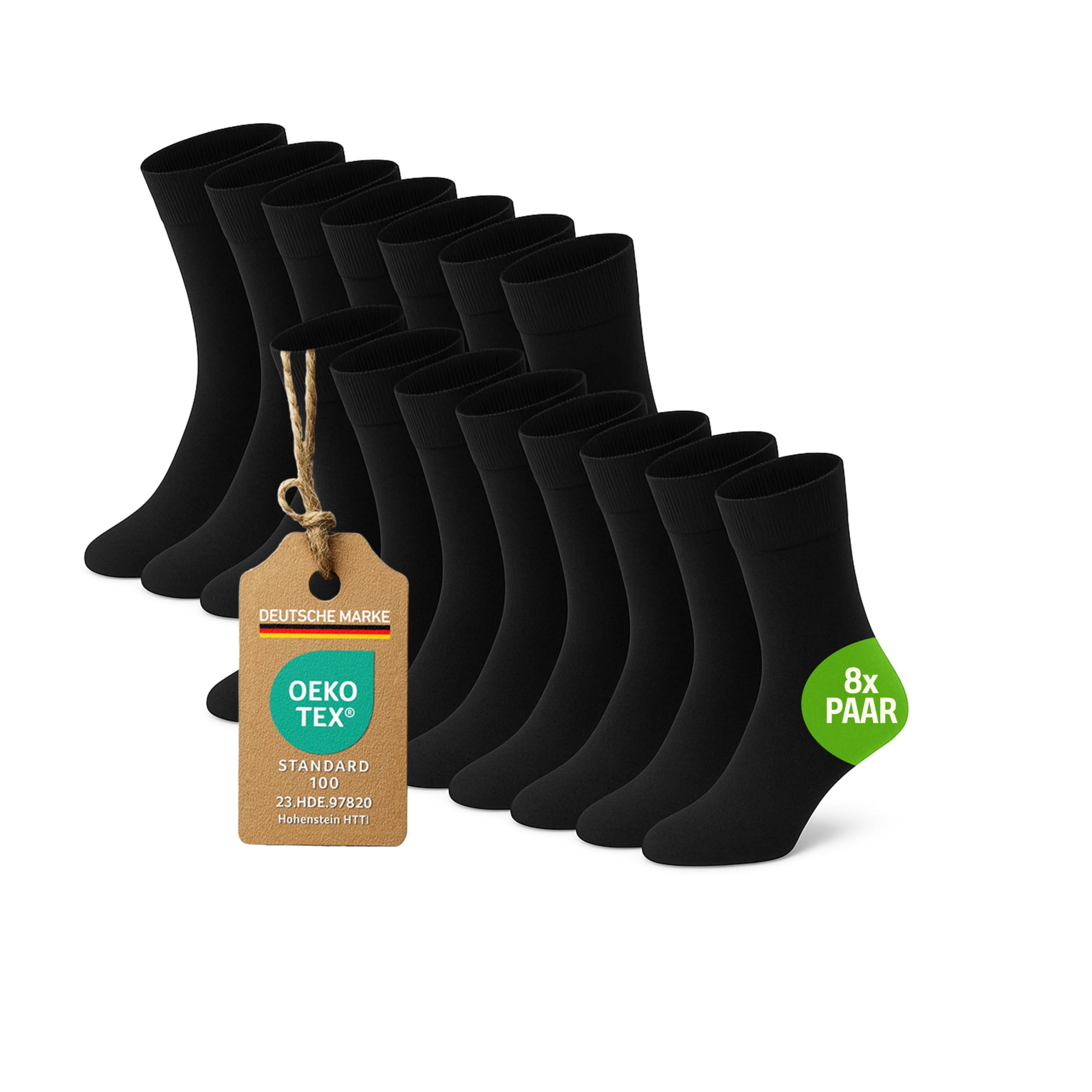 Kemes Socken Herren 43-46 schwarz 8 Paar Baumwolle Elastan Business Herrensocken lange Socken