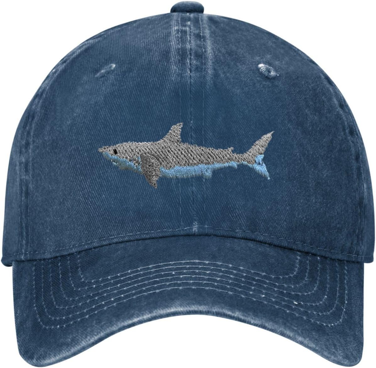 Shark Baseball Cap Funny Adventure Hats Adjustable Embroidery Cotton Vintage Novelty Truck Dad Hat for Men Women Black