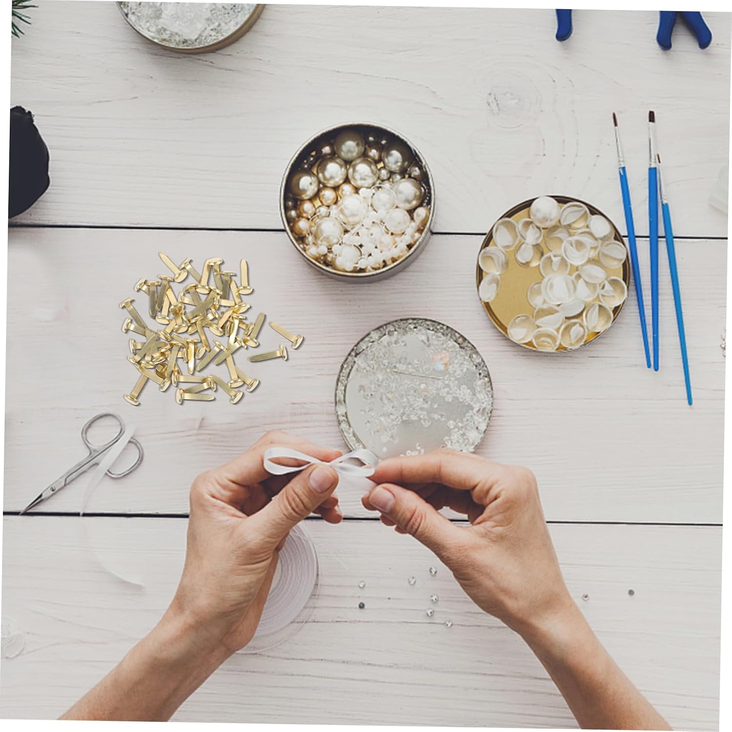 Golden Metal Paper Craft Brads for Children DIY Cards Making 50pcs