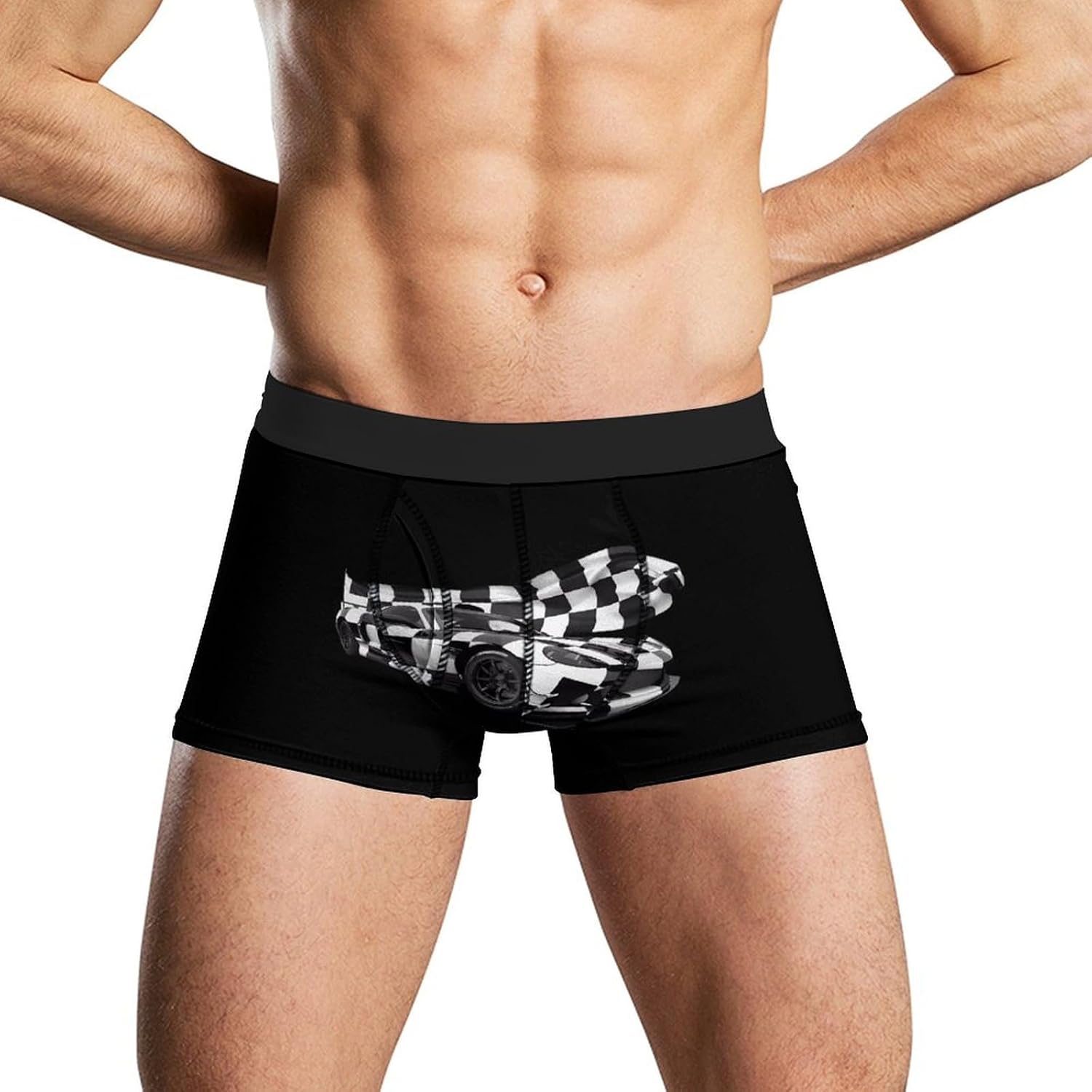 Racing Car White And Black Checked Flag Novelty Men's Trunks Soft Breathable Underwear Patterned Stretch Briefs