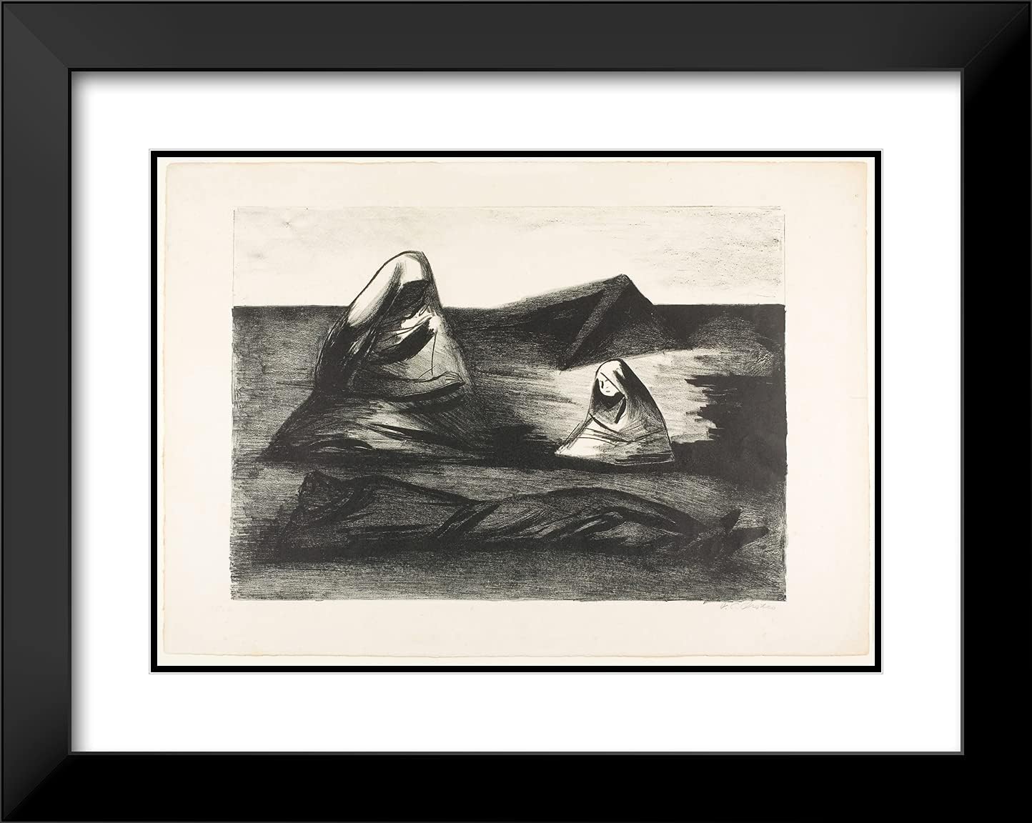 ArtDirect Jose Clemente Orozco 24x19 Black Modern Framed and Double Matted Art Print Titled Ruined House