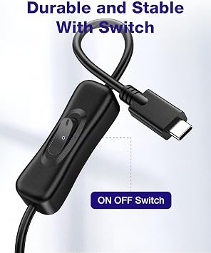 RIITOP Short USB C On Off Switch Cable 10Gbps [1ft], USB 3.1 Type-C to C Cable with Switch Support Video/Data/PD Fast Charging 20V/3A