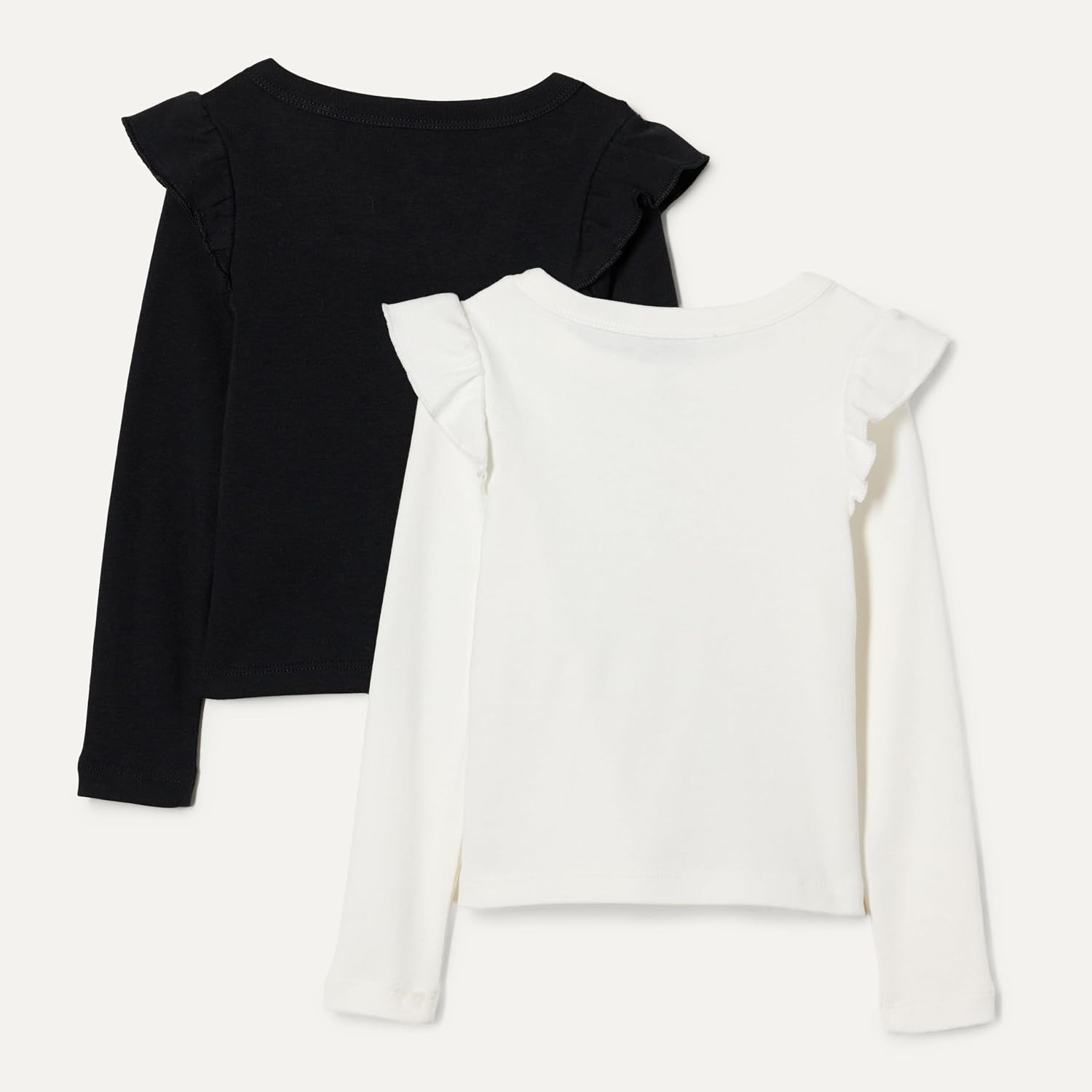Amazon Essentials Girls and Toddlers' Long Sleeve Ruffle T-Shirt, Pack of 2