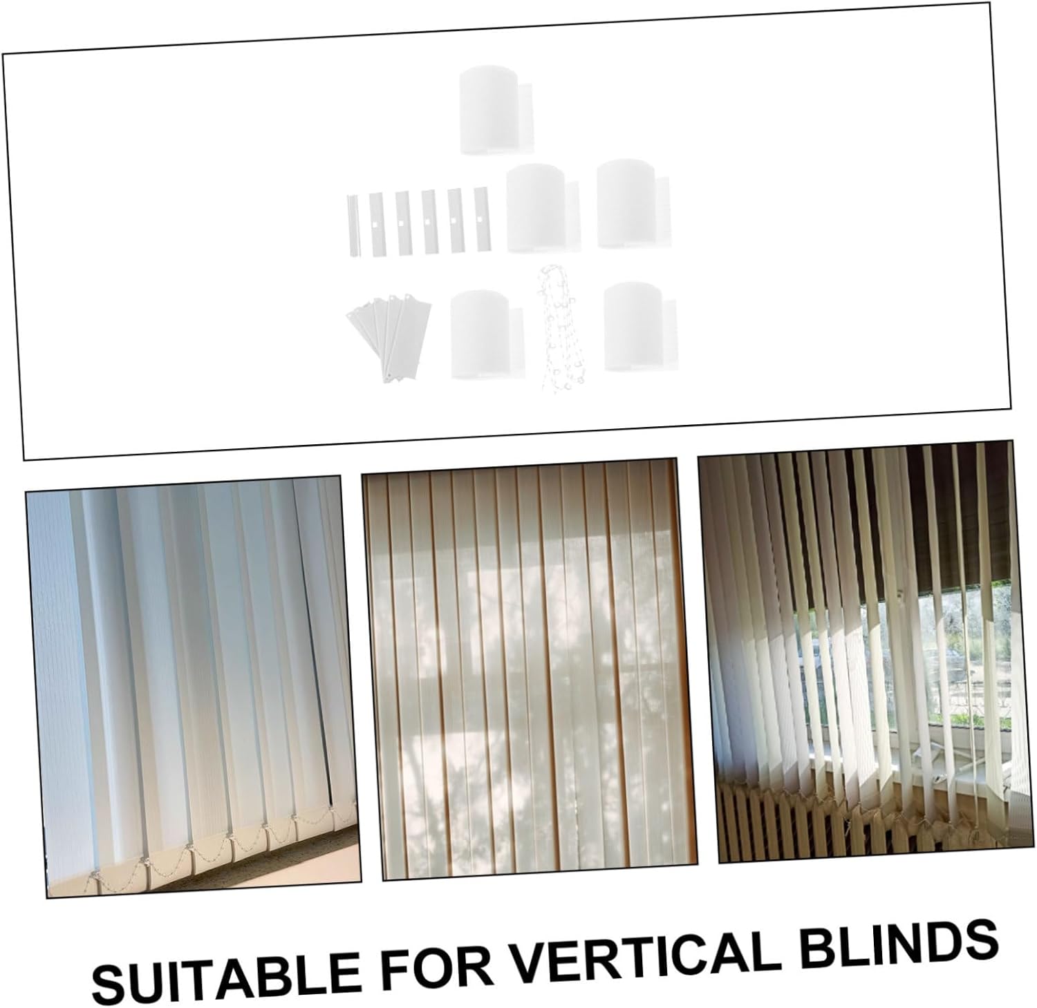 DIY Adjustable Height Polyester Vertical Blinds Set with Blades Home Light Filtering and Long-Lasting Use