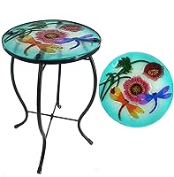 Vista 1 de Mesa auxiliar para exteriores, con libélula redonda, pequeña, para patio, jardín, sala de estar, bistró, balcón o césped
