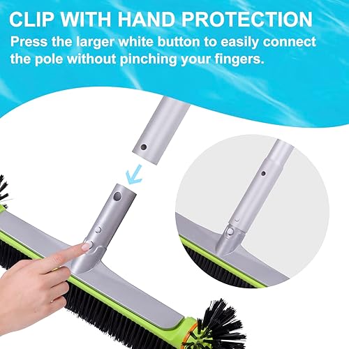 Miniatura 4 de Sepetrel Cabezal de cepillo de piscina para limpiar paredes, cepillos redondos resistentes para piscinas enterradassobre el suelo con cerdas fuertes