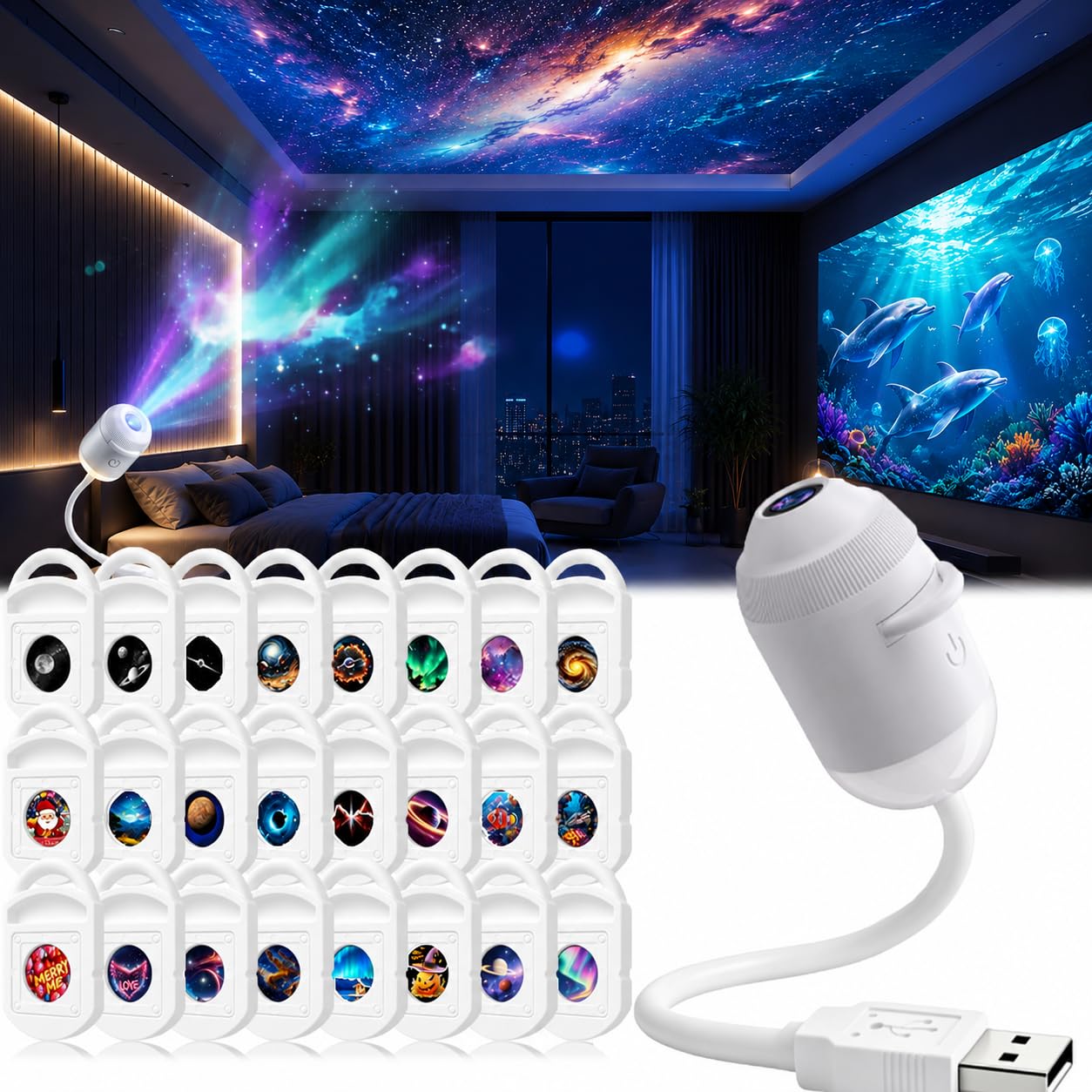 Inteligentny holograficzny projektor nocny-8