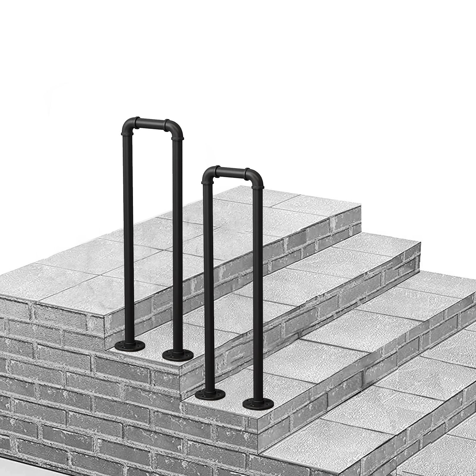 Rampe d'escalier extérieure noir mat au design transitionnel élégant