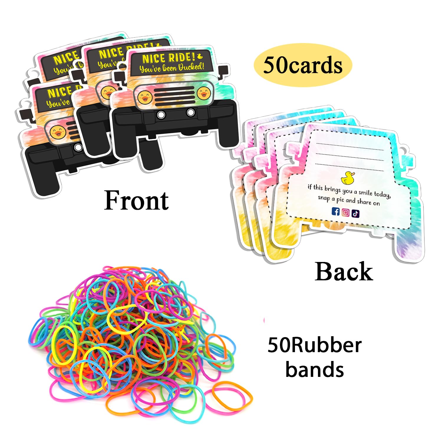 Duck Tags - 35 Pack You've Been Ducked Game Cards With Rubber Bands 3x2.4 Inches