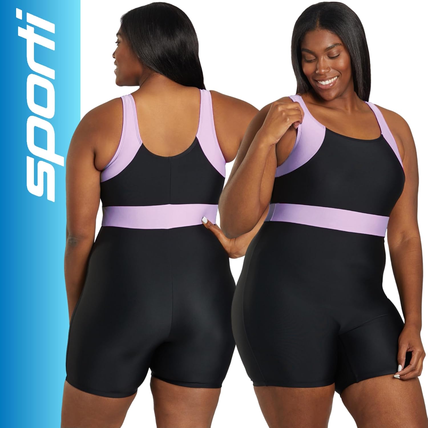 Sporti Moderate Women's Plus Size One Piece Swimsuits - Printed Bathing Suit Tummy Control - Sweetheart Neckline Swimwears