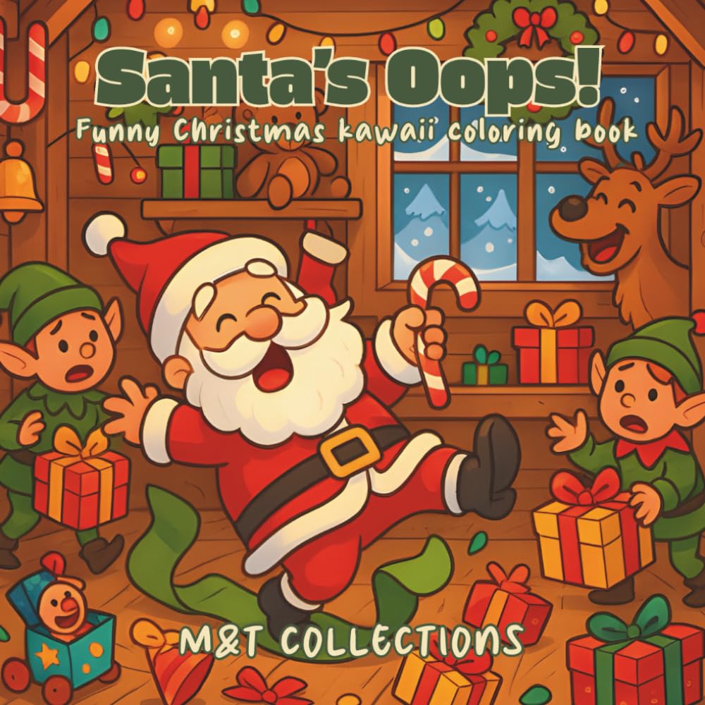 Santa’s Oops!: Funny Christmas kawaii coloring book