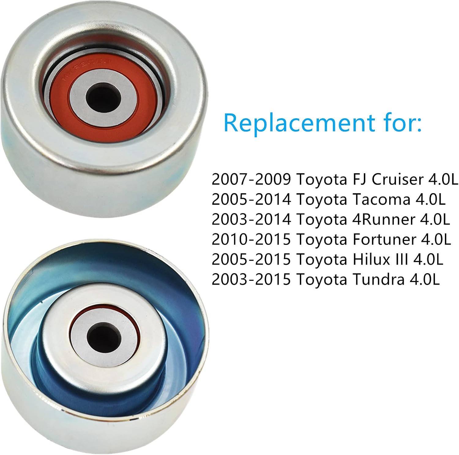 Idler Pulley Kit Replacement for Toyota 2007-2009 FJ Cruiser 2005-2014 Tacoma 2003-2014 4Runner 2010-2015 Fortuner Hilux III Tundra 1660331040 166030P030, Does Not Apply