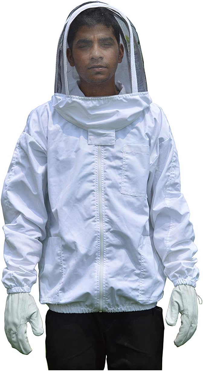 Beeattiire Beekeeper Jacket with Veil Thick Cotton Bee Jacket Sting Proof Protection Beekeeping Jacket S