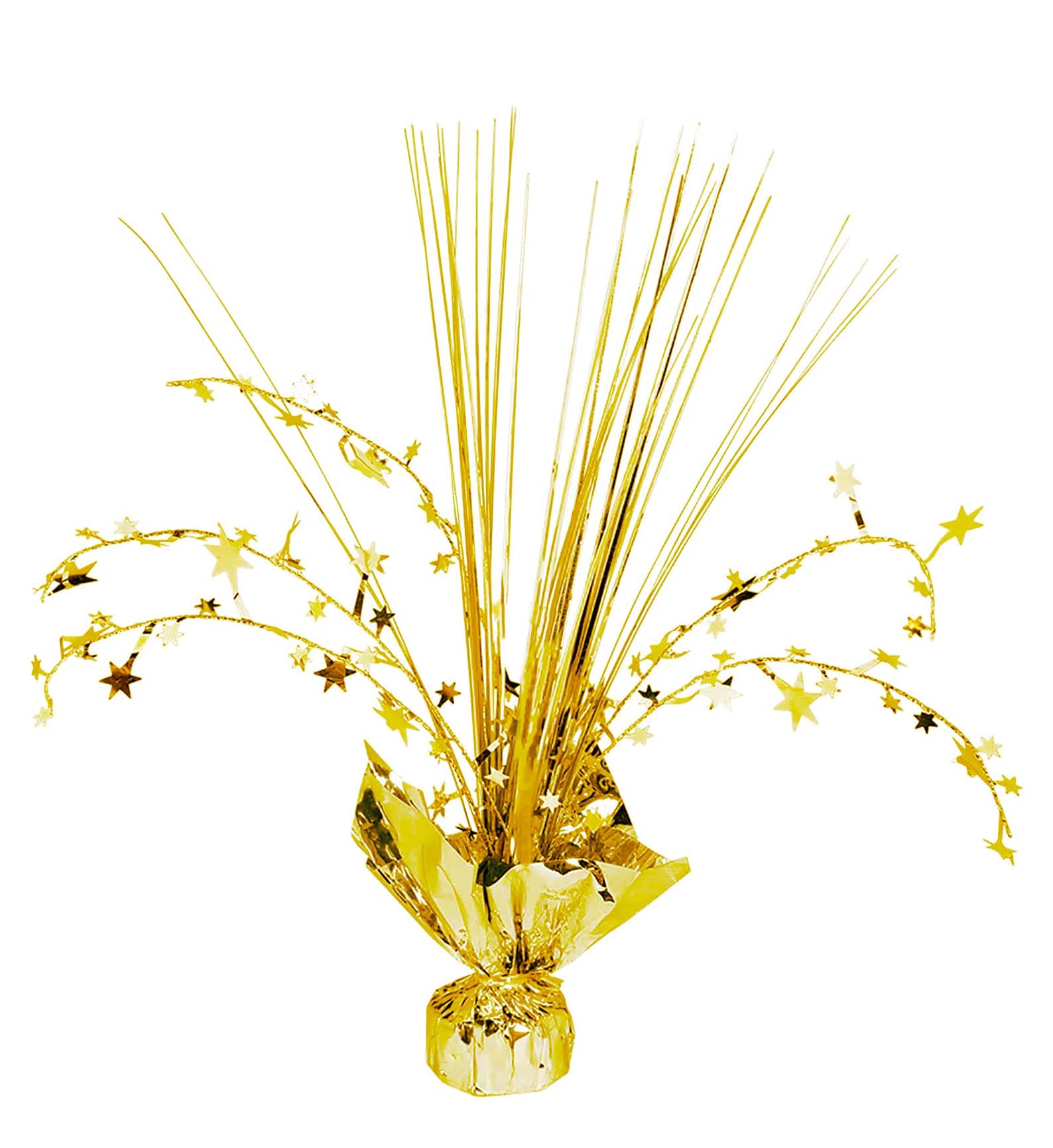 PARTY TIME1 Pc. Gold Balloon Weights Foil Tinsel Metallic Balloon Weights Heavy Blocks with Star Designs for Birthday Party Decorations Supplies