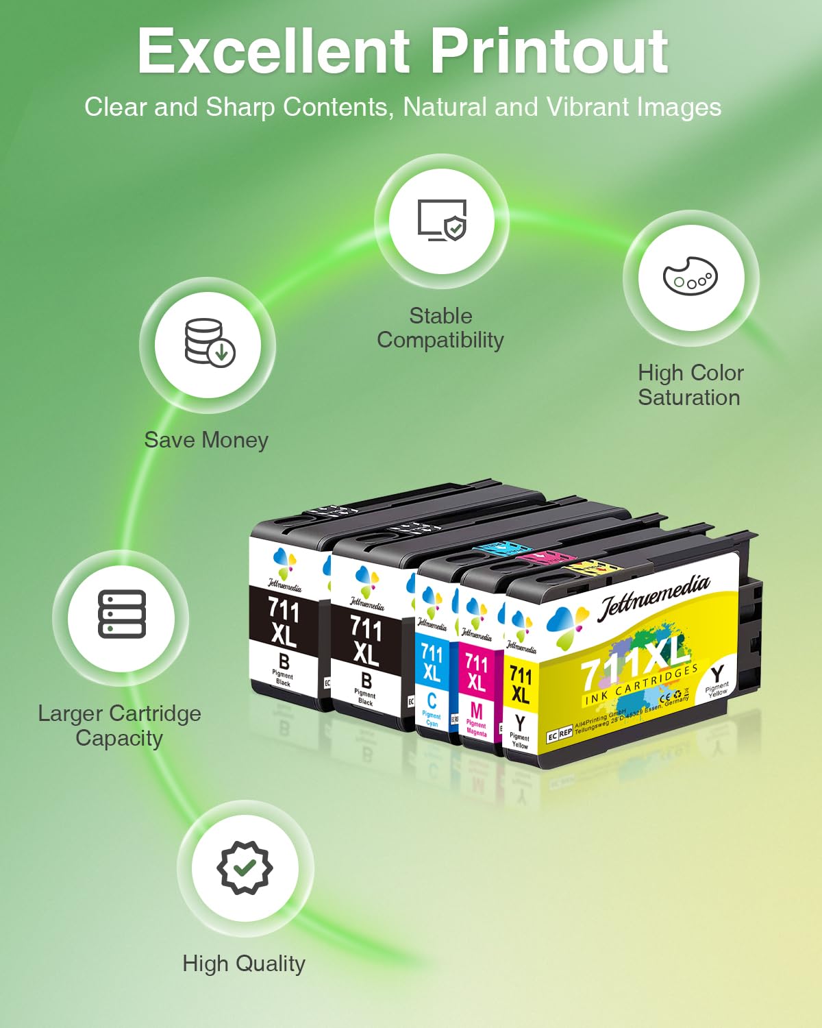 Amazon.co.jp: Jettruemedia 711XLインクカートリッジ大容量互換