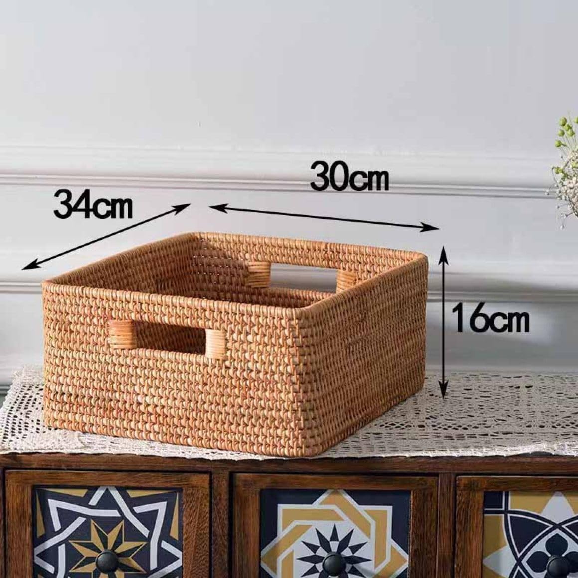 Amazon｜MJKQ9 収納ボックス ラタンバスケット 34*24*16cm 収納かご 籐