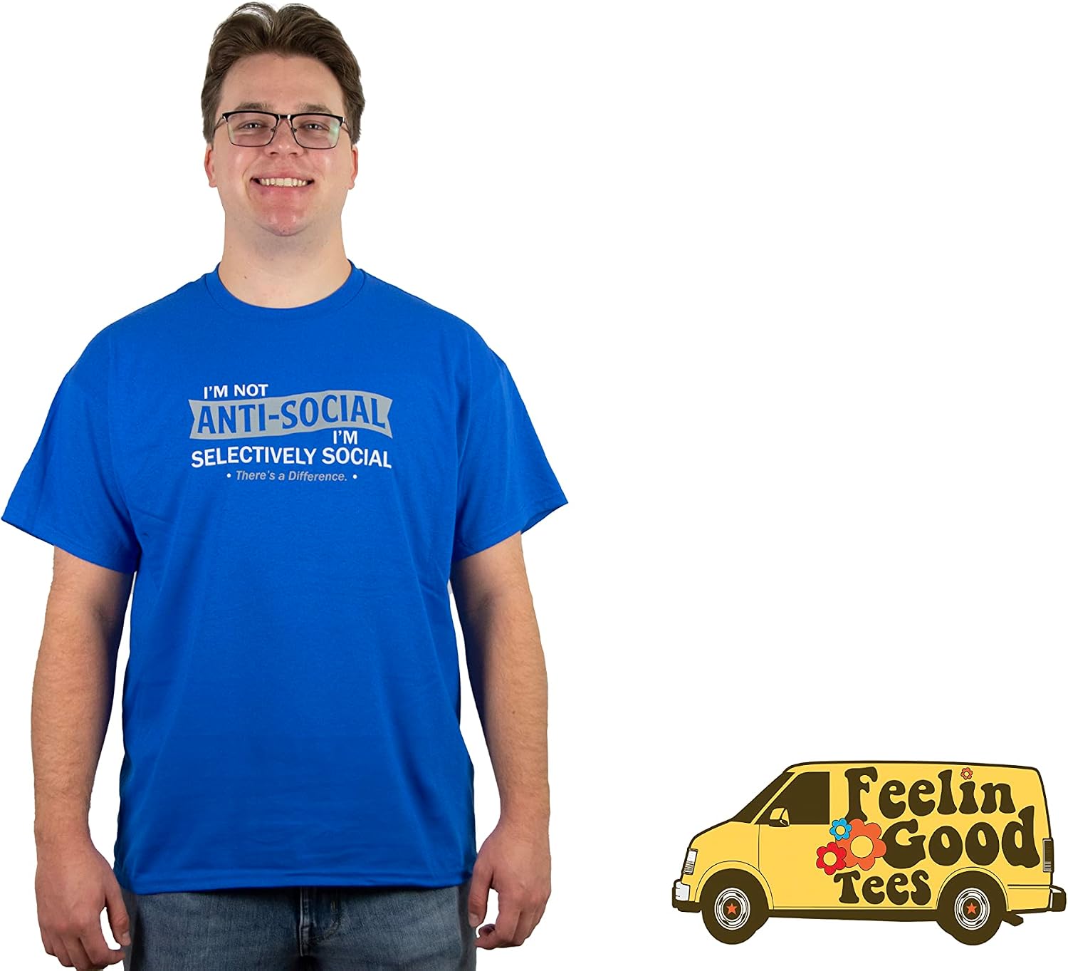 I'm Not Anti-Social I'm Selectively Social Funny T Shirts | Casual Sarcastic Humor Top | Comfortable Graphic Tees for Men