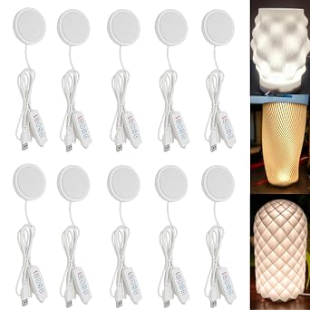 Pack of 10 LED Lamp Kit 001 for Bambulab 3D Printer LED Lamp Kit with USB 5V 1.5 m 3000K-4000K-6400K Adjustable for 3D Printed Desk Lamp Base